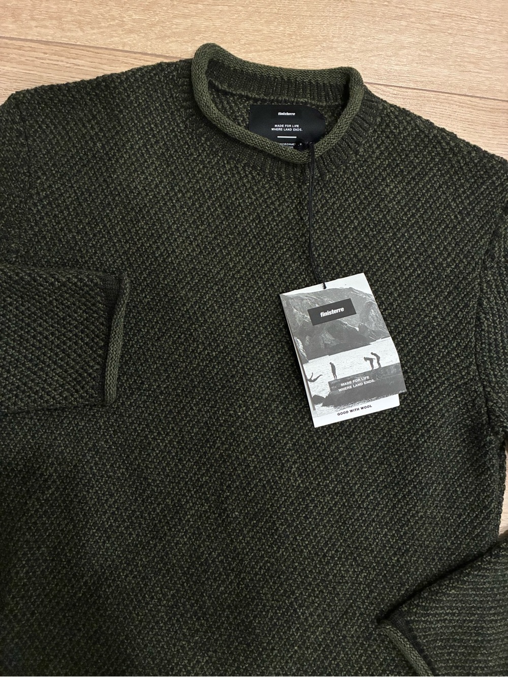 NWT Finisterre Men’s Barents Jumper Sweater Rollneck Olive Green Size XS